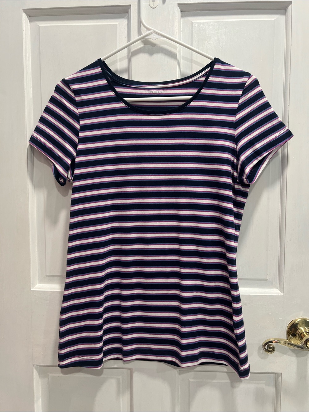 ESMARA Pink White Blue Black Short Sleeved 95% Cotton Shirt SIZE MEDIUM PreLoved
